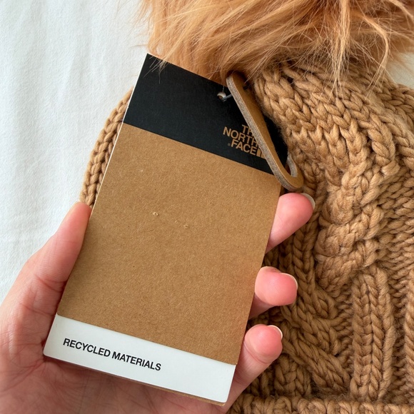 The North Face Oh Mega Pom Beanie / Toque in Almond Butter - Picture 7 of 8